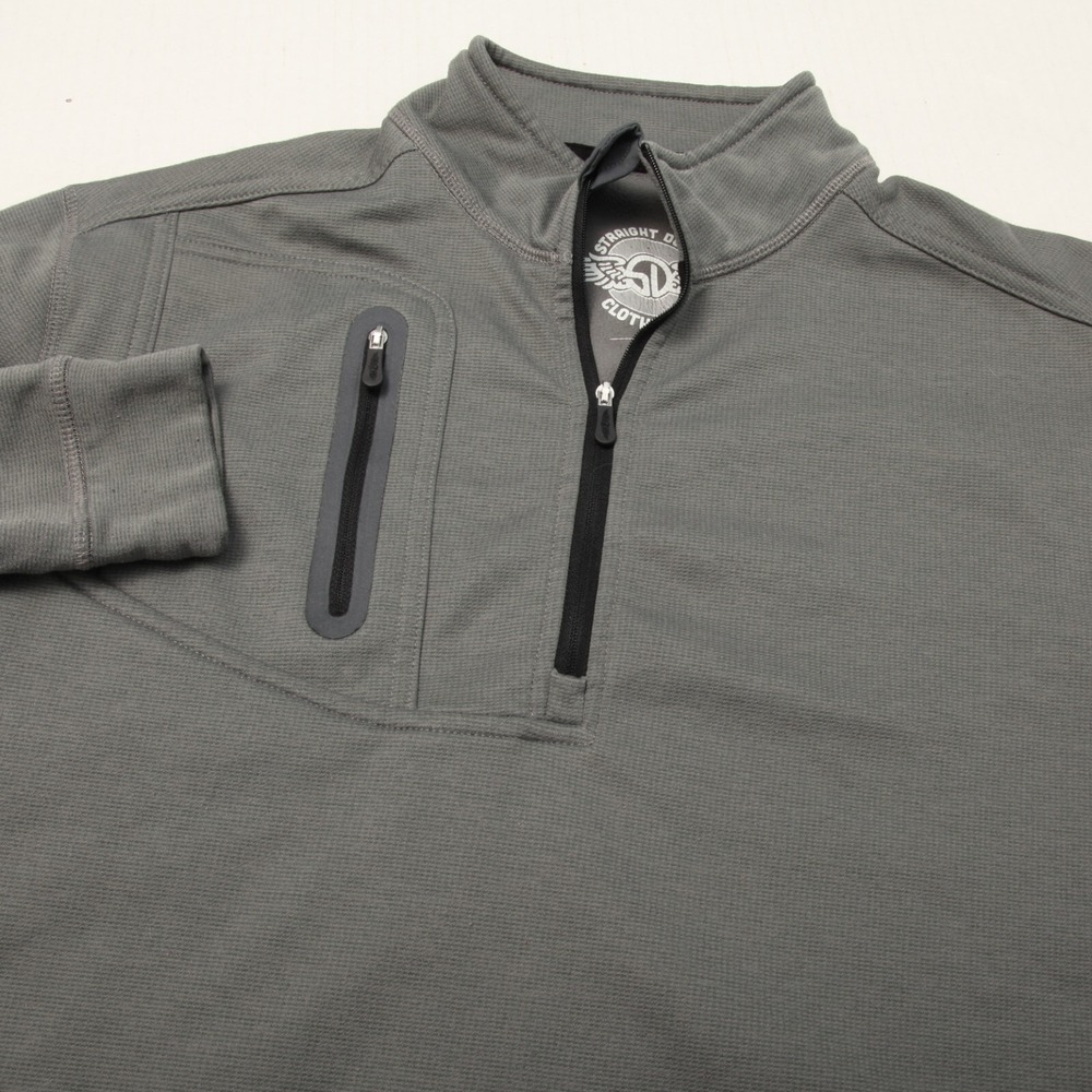 Straight Down Pullover Mens Large Gray 1/4 Zip Chest Pocket SBCC Logo Fleece